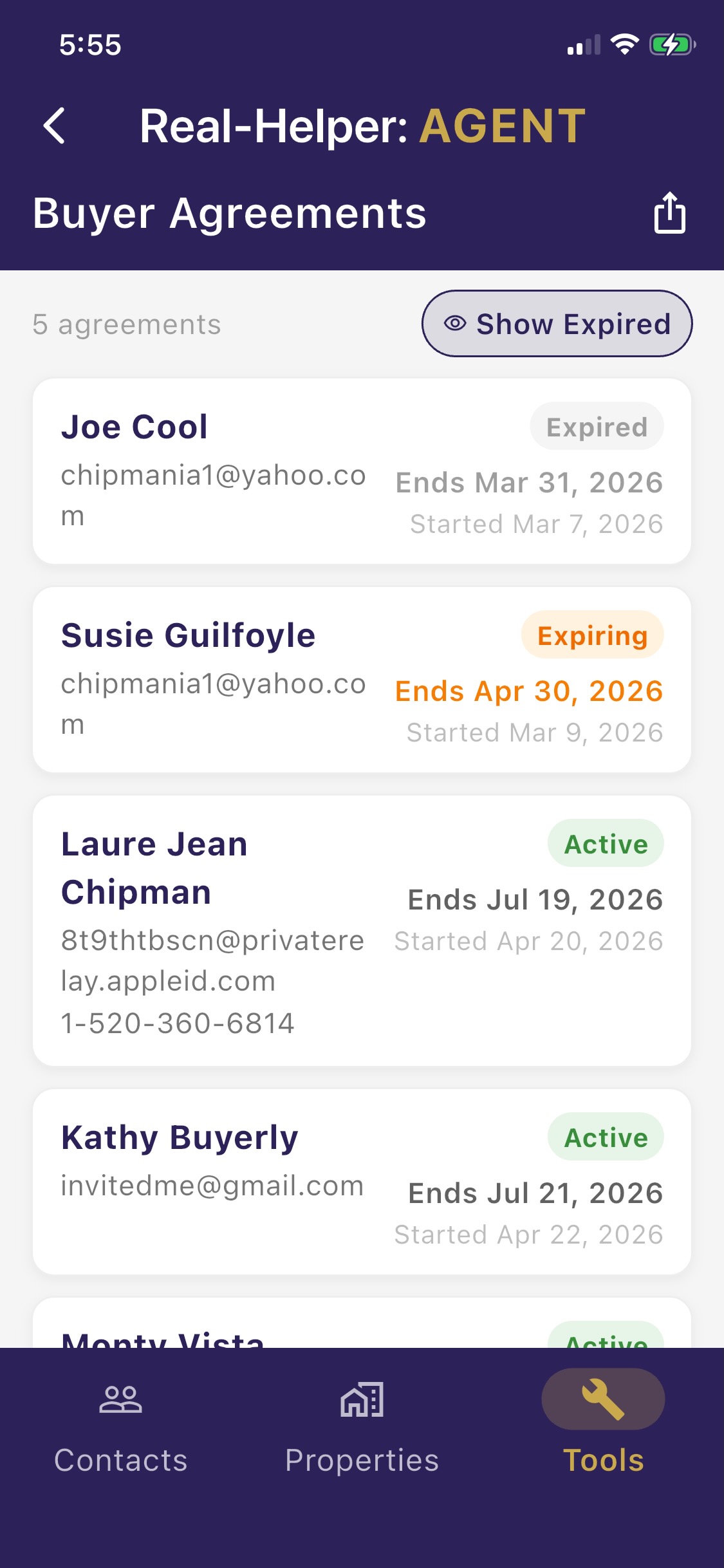 Real-Helper: Agent Agreement Tracking