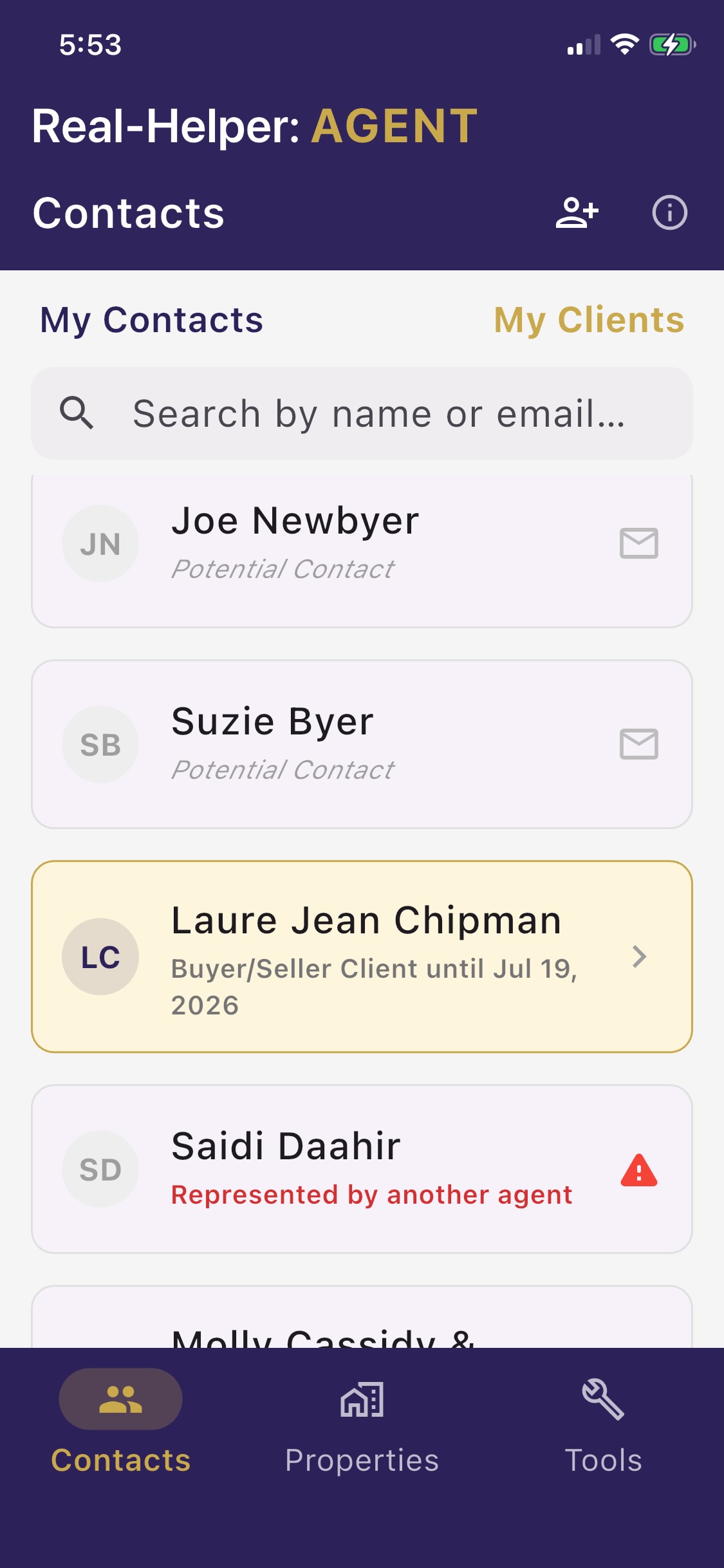 Real-Helper: Agent Contacts